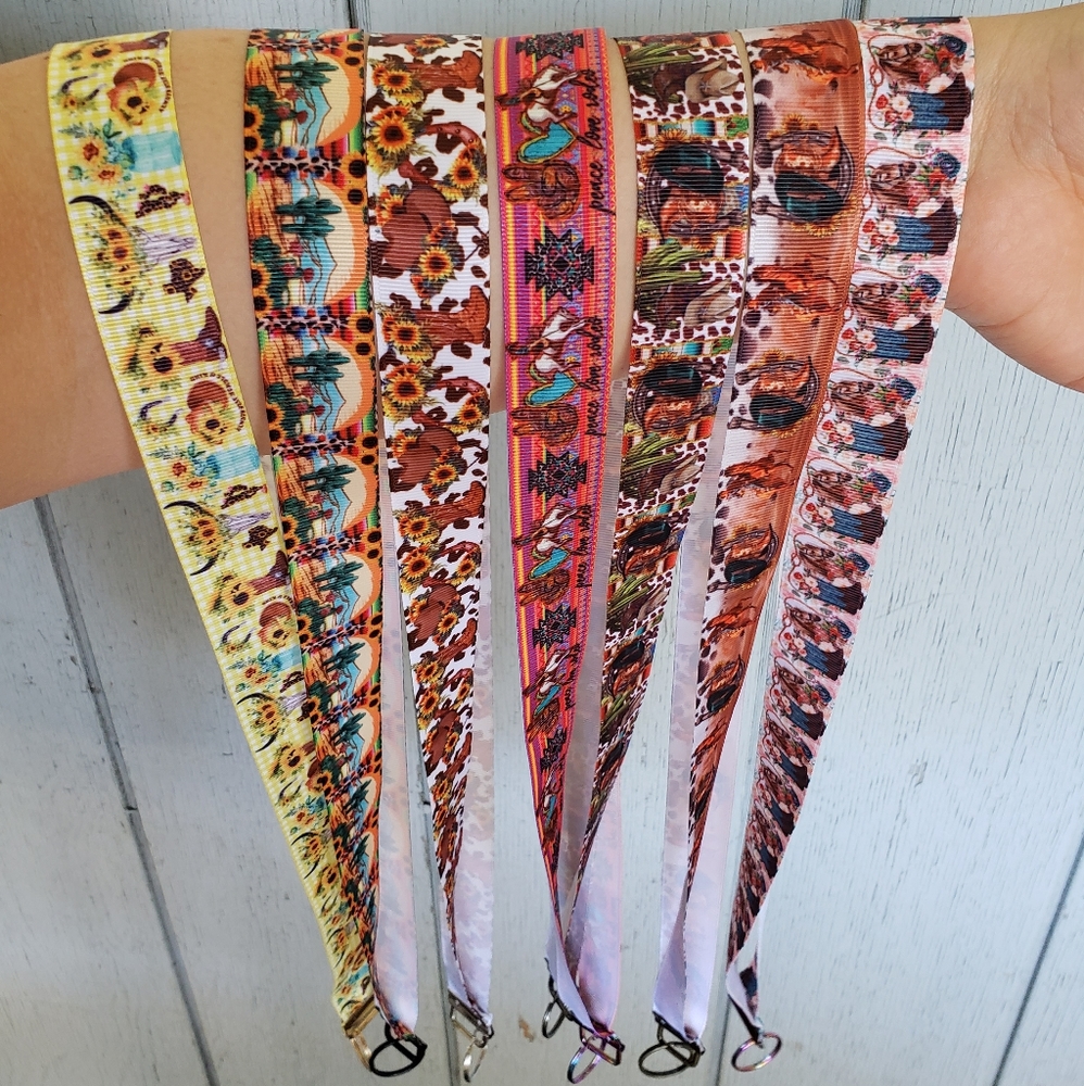 Wild West Key Lanyard Sunflower Cactus Mountain Leopard Sarape Zarape Serape - Picture 7 of 9